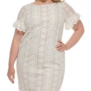 NWT Jessica Howard Womens White Day Lace Ivy Boatneck Shift Dress SIZE 22W PLUS